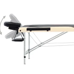 vidaXL Camilla de masaje plegable 3 zonas aluminio Negro y beige Online