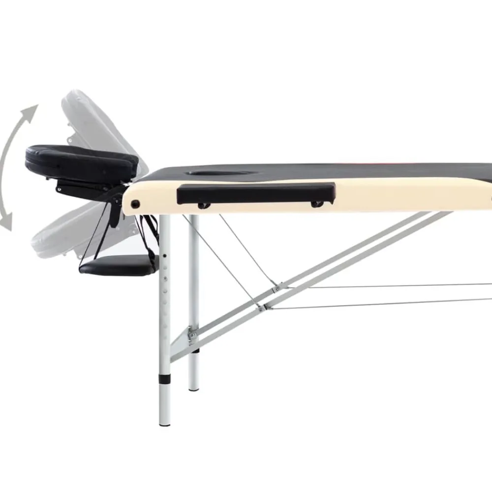 vidaXL Camilla de masaje plegable 3 zonas aluminio Negro y beige Online