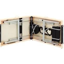 vidaXL Camilla de masaje plegable 3 zonas aluminio Negro y beige Online