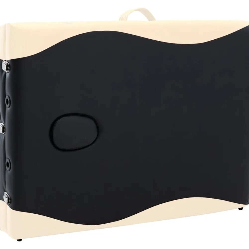 vidaXL Camilla de masaje plegable 3 zonas aluminio Negro y beige Online