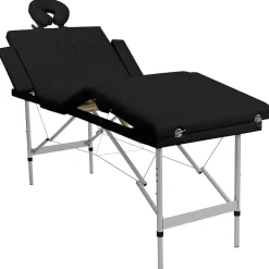 vidaXL Camilla de masaje plegable 4 zonas estructura de aluminio negra Negro Discount
