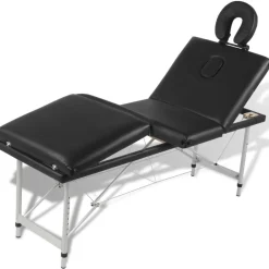 vidaXL Camilla de masaje plegable 4 zonas estructura de aluminio negra Negro Discount