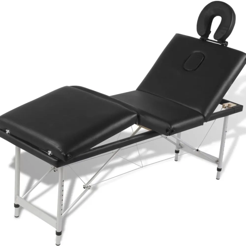 vidaXL Camilla de masaje plegable 4 zonas estructura de aluminio negra Negro Discount
