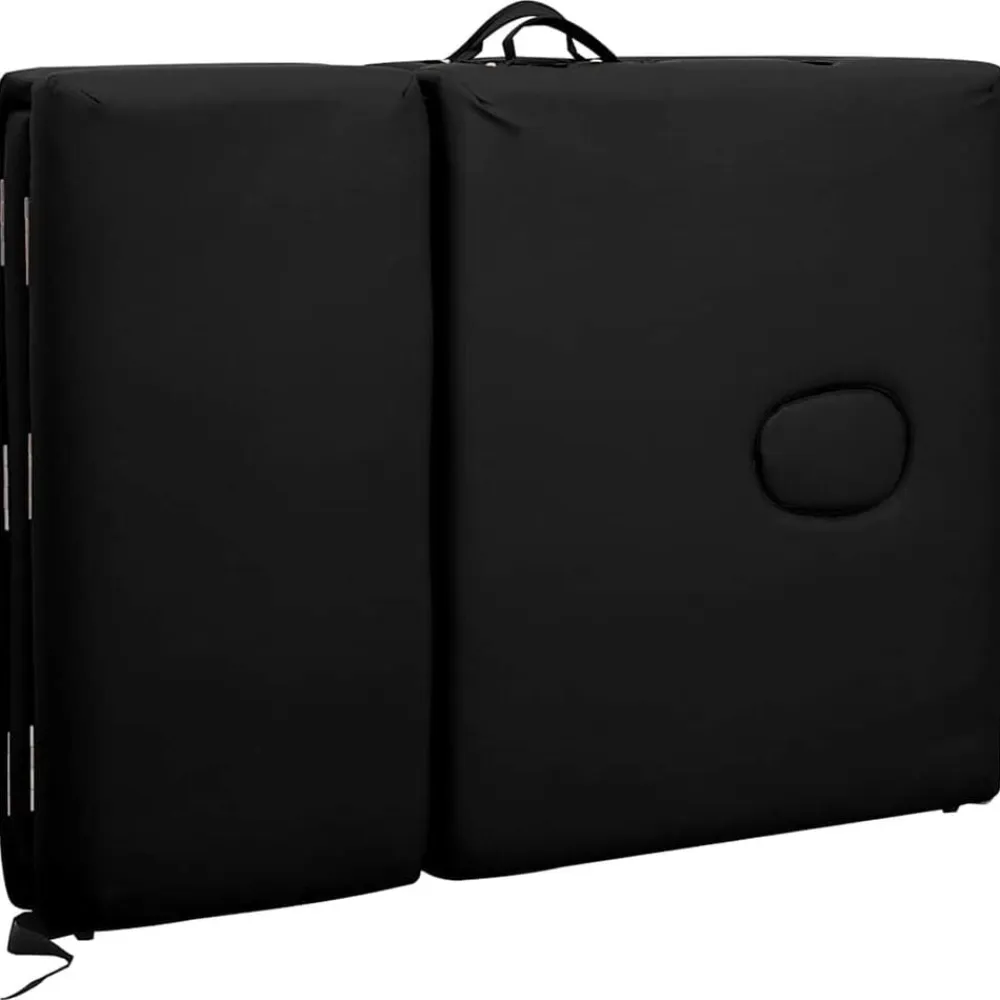 vidaXL Camilla de masaje plegable 4 zonas estructura de aluminio negra Negro Discount