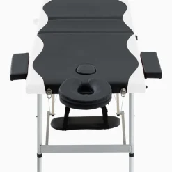 vidaXL Camilla de masaje plegable 3 zonas aluminio Negro y blanco Clearance