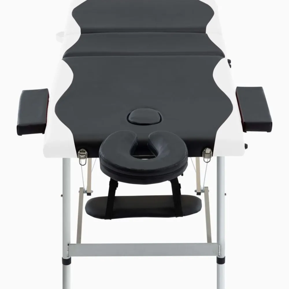 vidaXL Camilla de masaje plegable 3 zonas aluminio Negro y blanco Clearance