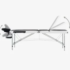 vidaXL Camilla de masaje plegable 3 zonas aluminio Negro y blanco Clearance