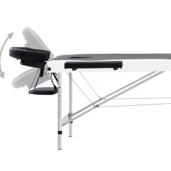 vidaXL Camilla de masaje plegable 3 zonas aluminio Negro y blanco Clearance