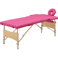 vidaXL Camilla de masaje plegable 2 zonas madera Rosa