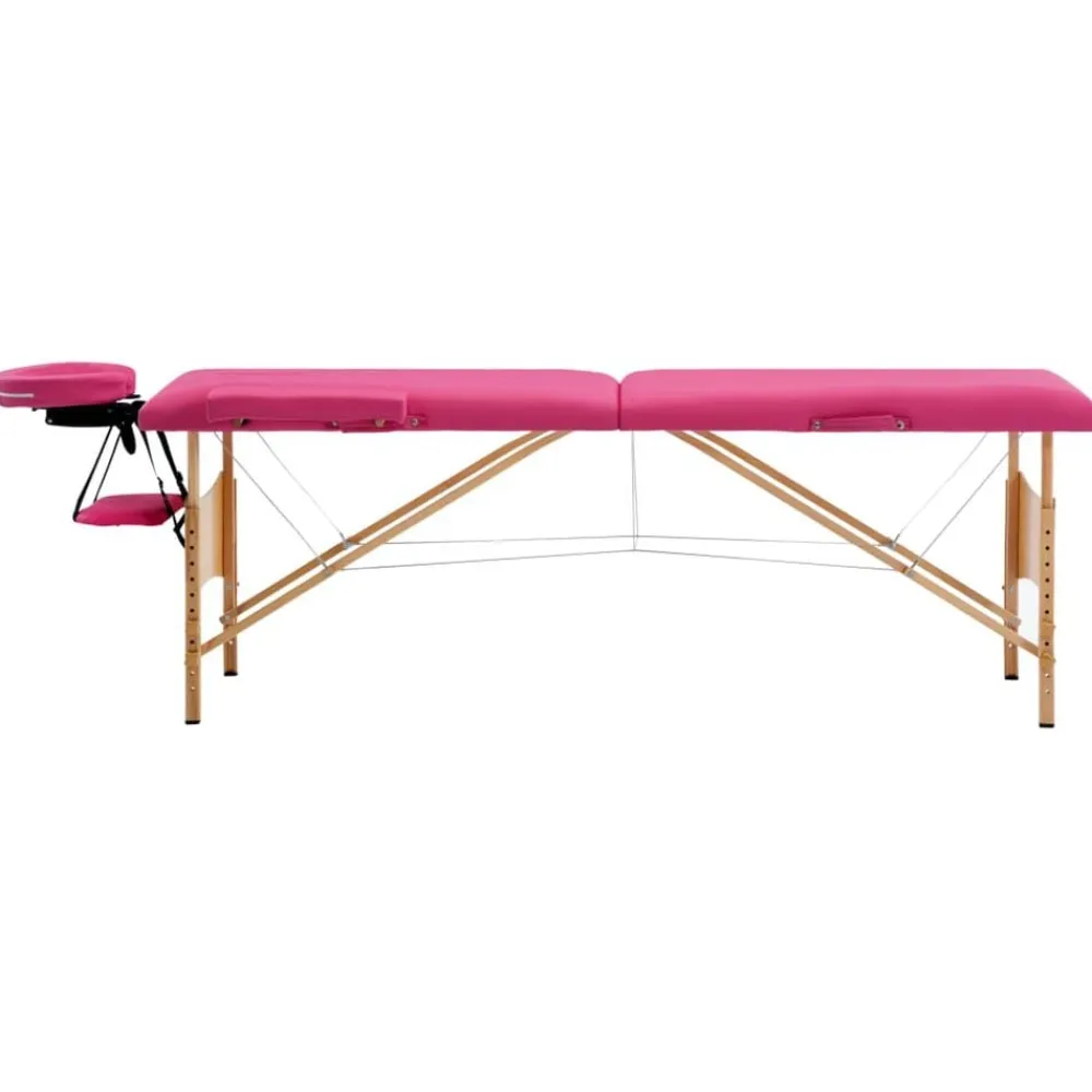 vidaXL Camilla de masaje plegable 2 zonas madera Rosa