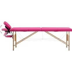 vidaXL Camilla de masaje plegable 2 zonas madera Rosa