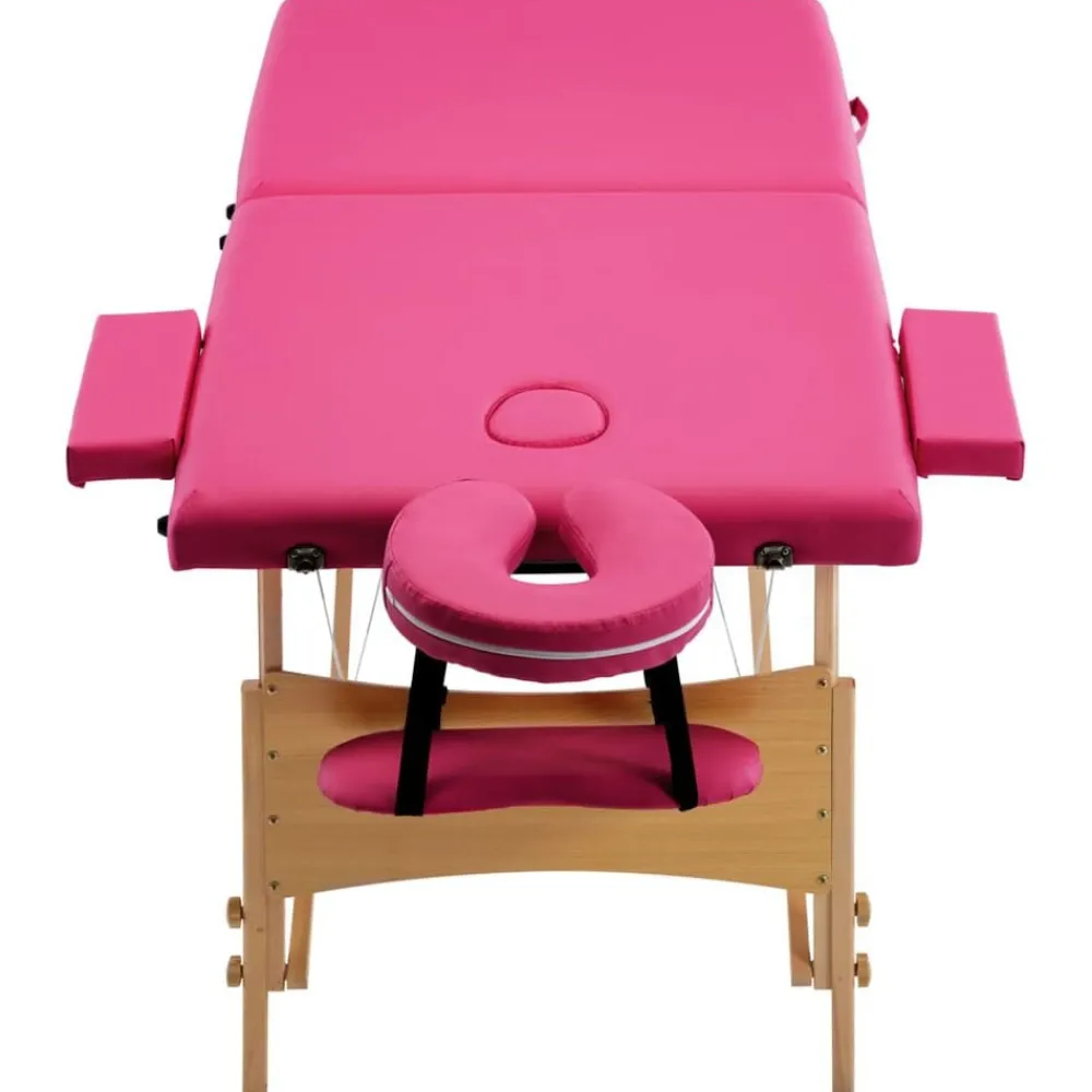 vidaXL Camilla de masaje plegable 2 zonas madera Rosa