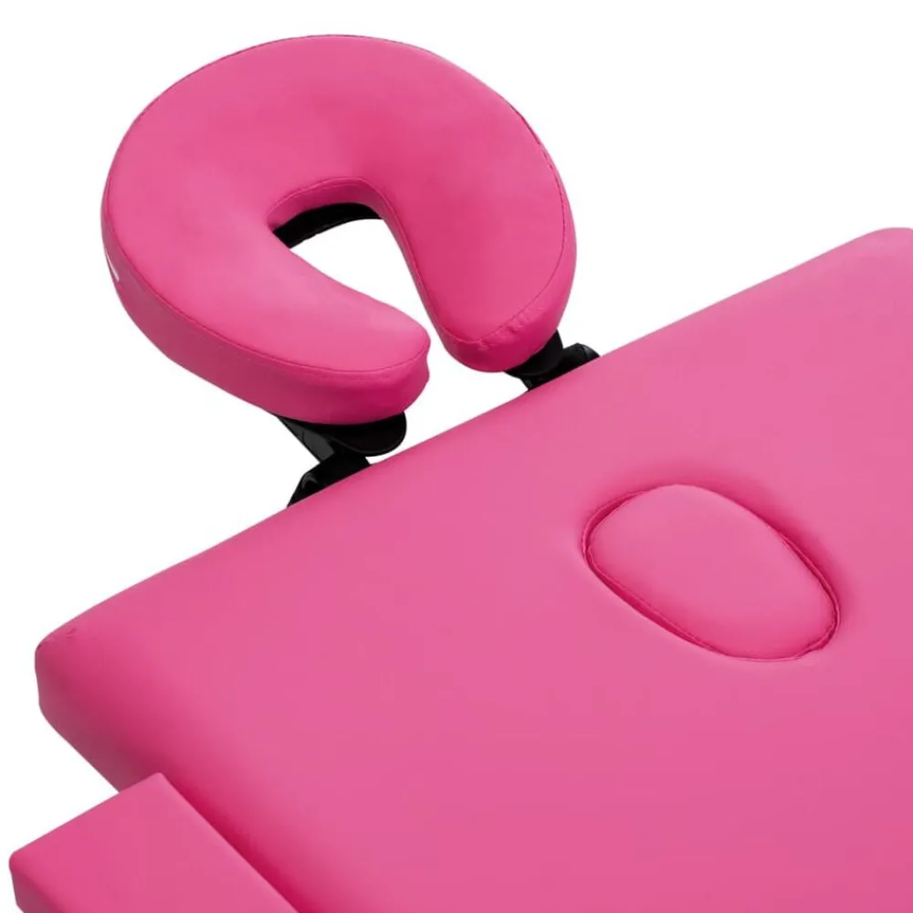 vidaXL Camilla de masaje plegable 2 zonas madera Rosa