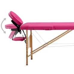 vidaXL Camilla de masaje plegable 2 zonas madera Rosa