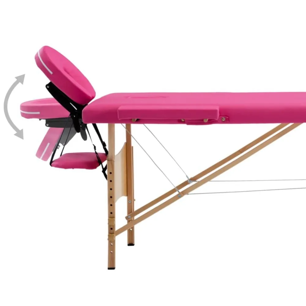 vidaXL Camilla de masaje plegable 2 zonas madera Rosa