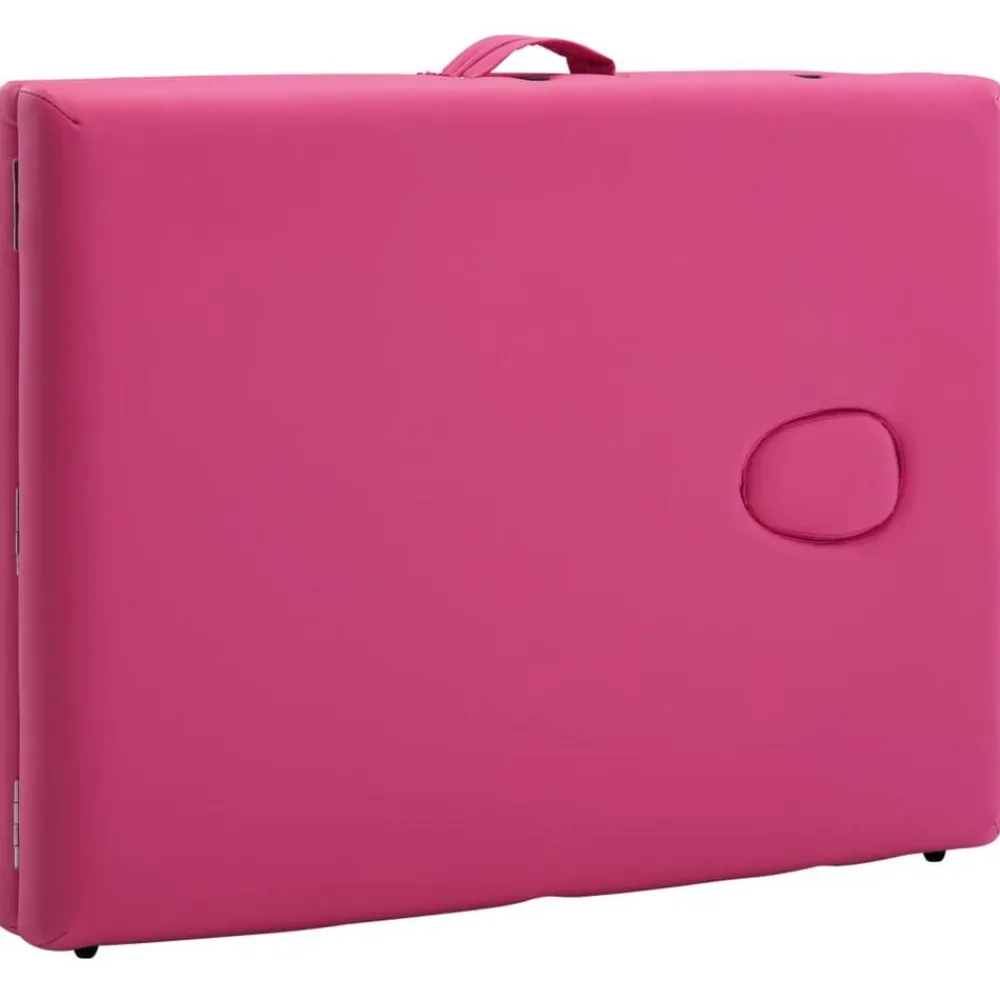 vidaXL Camilla de masaje plegable 2 zonas madera Rosa