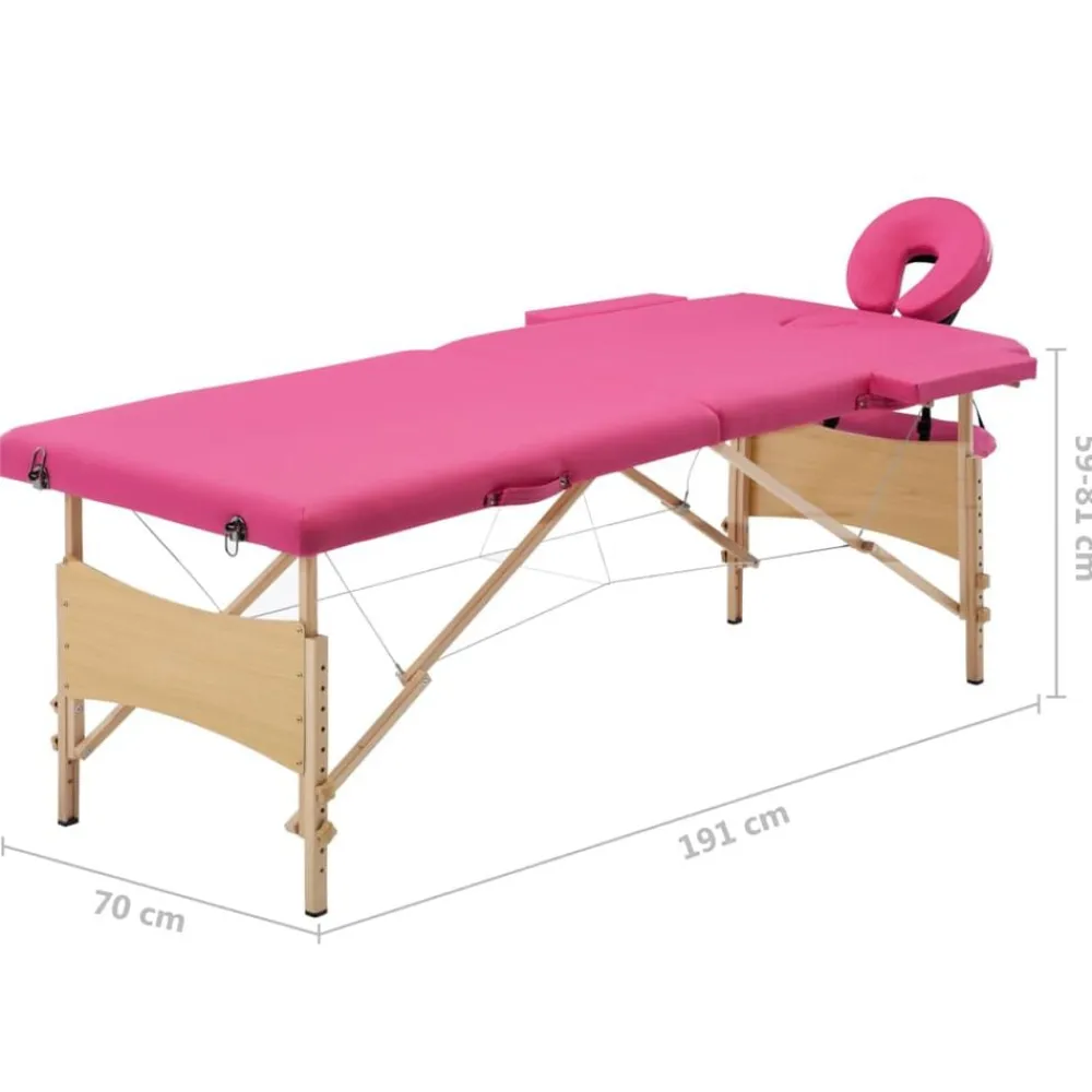 vidaXL Camilla de masaje plegable 2 zonas madera Rosa
