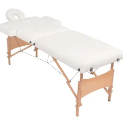 vidaXL Camilla de masaje y taburete plegable 2 zonas 10 cm Blanco Outlet
