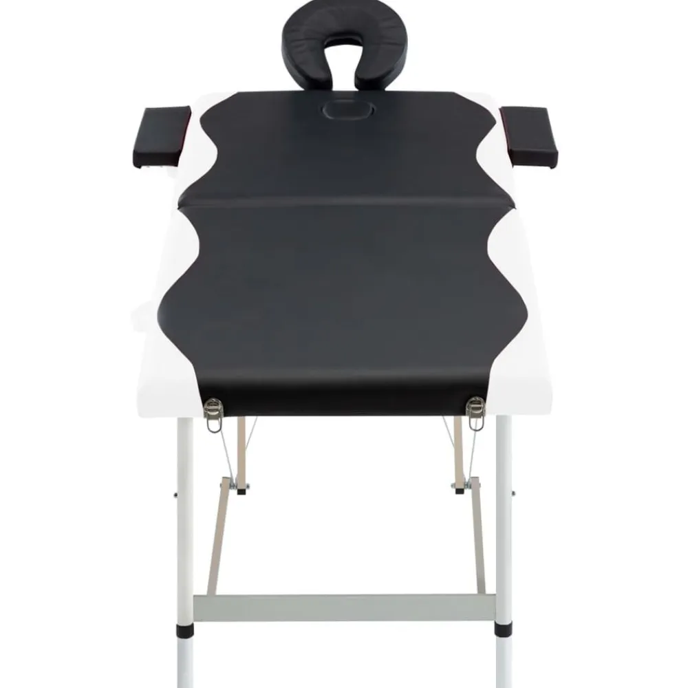 vidaXL Camilla de masaje plegable 2 zonas aluminio Negro y blanco Clearance
