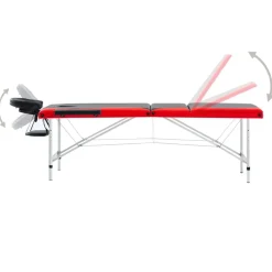vidaXL Salud Y Belleza-Camilla de masaje plegable 3 zonas aluminio