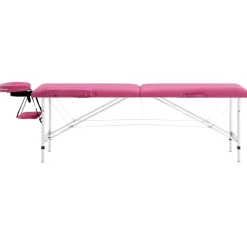 vidaXL Camilla de masaje plegable 2 zonas aluminio Rosa