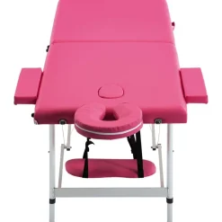 vidaXL Camilla de masaje plegable 2 zonas aluminio Rosa