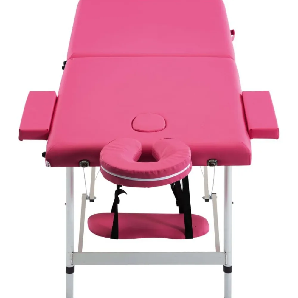vidaXL Camilla de masaje plegable 2 zonas aluminio Rosa
