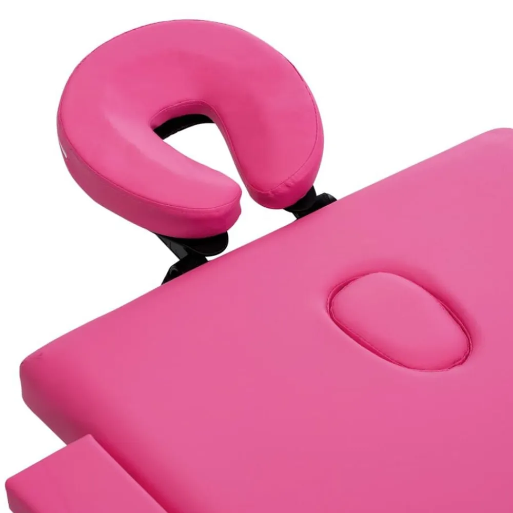 vidaXL Camilla de masaje plegable 2 zonas aluminio Rosa