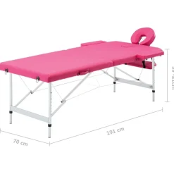 vidaXL Camilla de masaje plegable 2 zonas aluminio Rosa