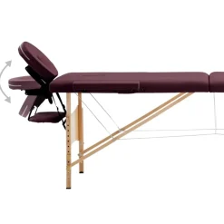 vidaXL Camilla de masaje plegable 2 zonas madera Morado vino Discount