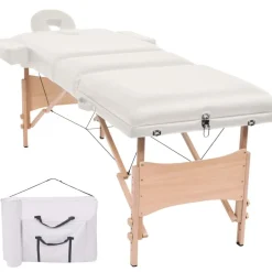 vidaXL Salud Y Belleza-Camilla de masaje plegable 3 zonas 10 cm grosor blanca