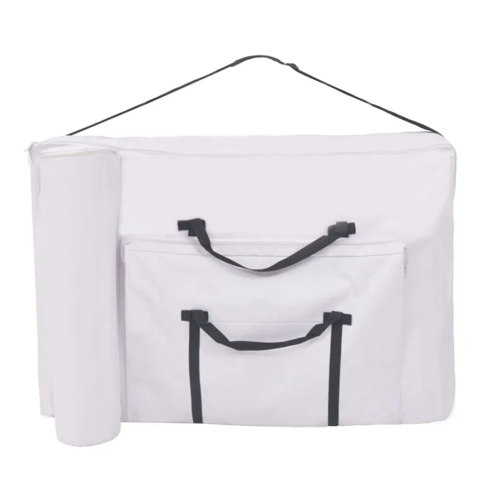 vidaXL Camilla de masaje plegable 2 zonas 10 cm grosor blanca Blanco Discount