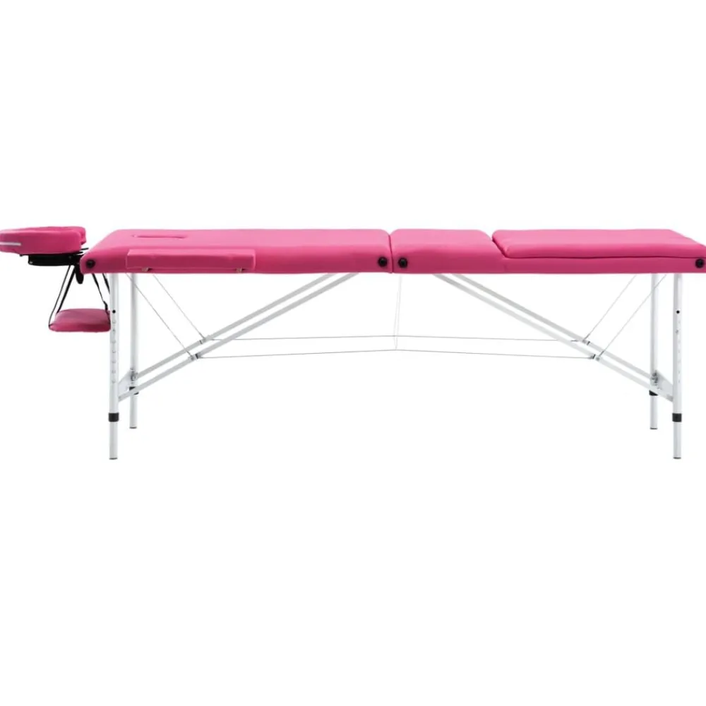 vidaXL Camilla de masaje plegable 3 zonas aluminio Rosa Discount