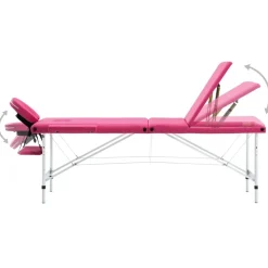 vidaXL Camilla de masaje plegable 3 zonas aluminio Rosa Discount