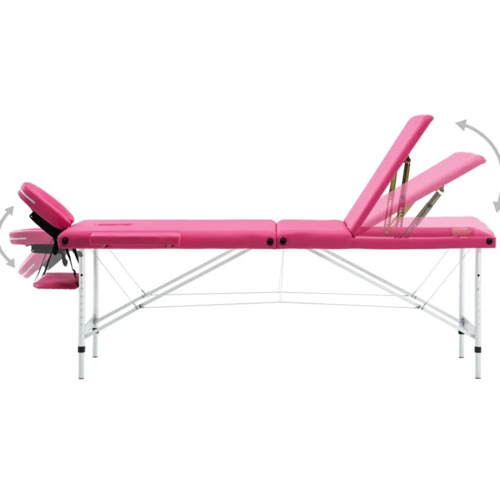 vidaXL Camilla de masaje plegable 3 zonas aluminio Rosa Discount