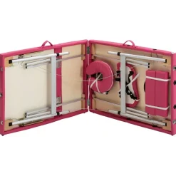 vidaXL Camilla de masaje plegable 3 zonas aluminio Rosa Discount