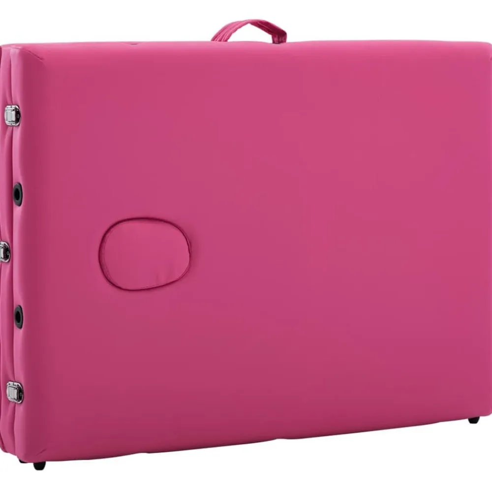 vidaXL Camilla de masaje plegable 3 zonas aluminio Rosa Discount