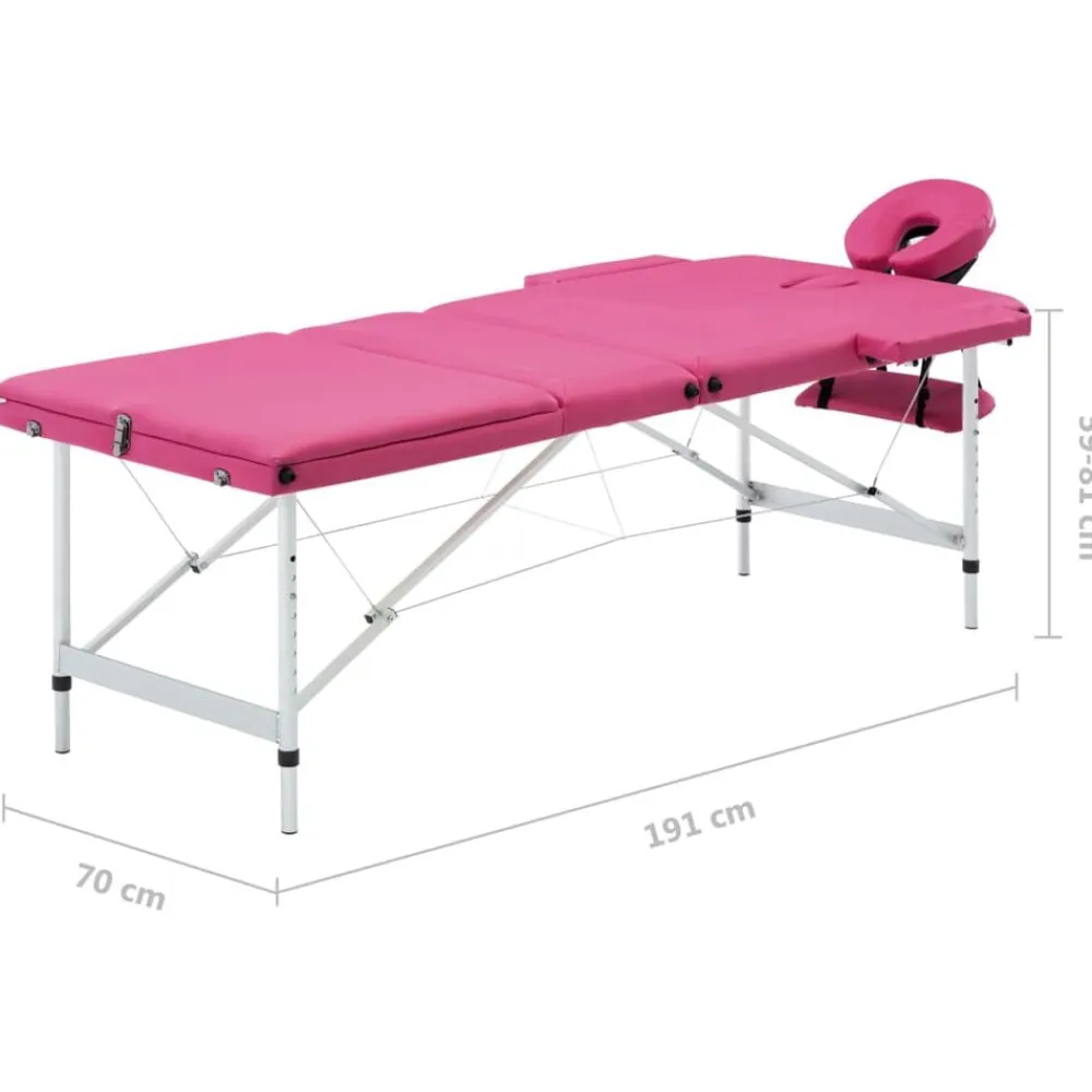 vidaXL Camilla de masaje plegable 3 zonas aluminio Rosa Discount