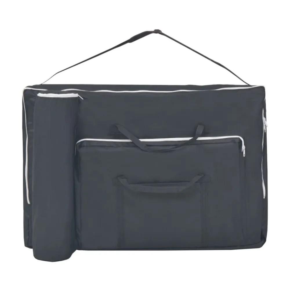 vidaXL Camilla de masaje y taburete plegable 3 zonas 10 cm Negro Hot