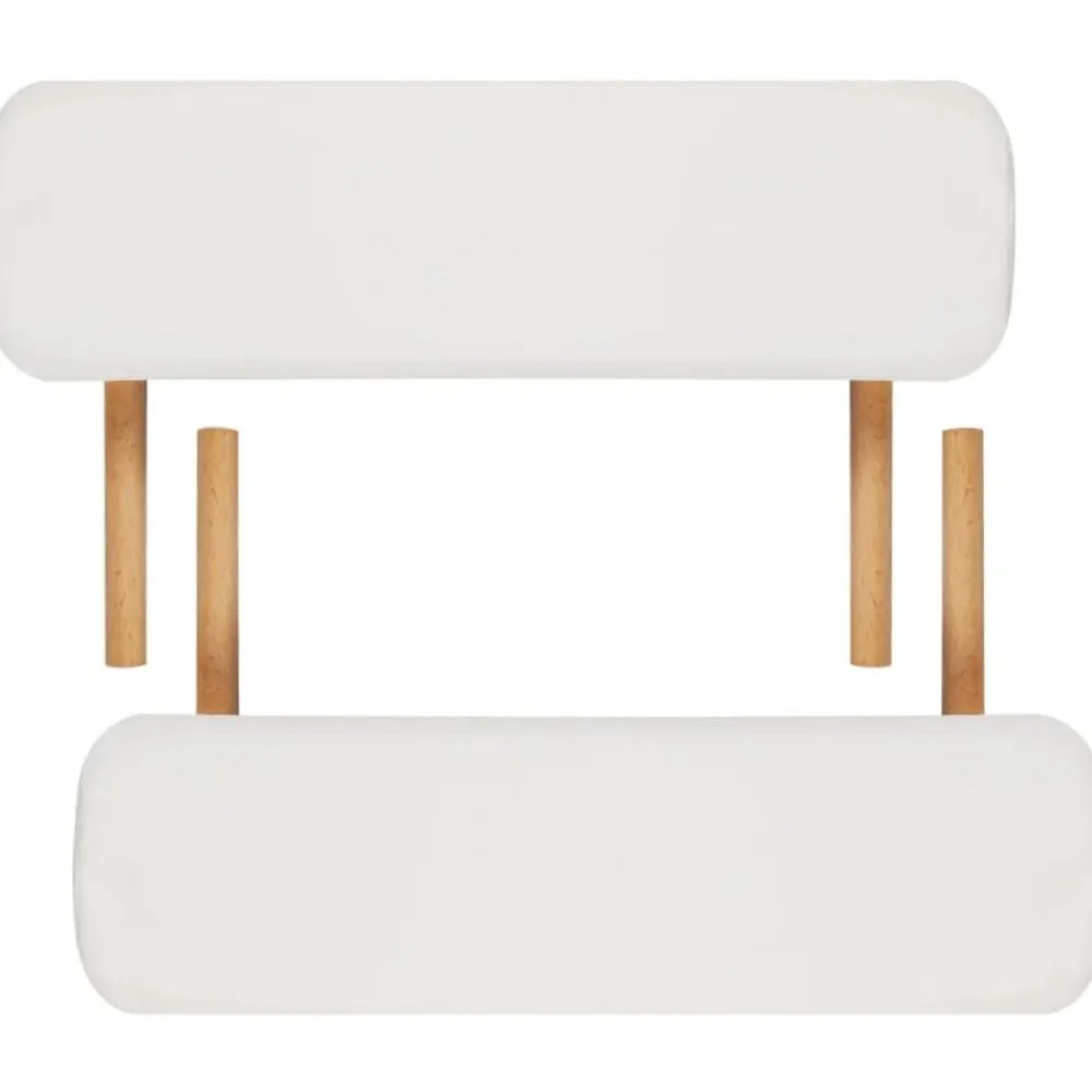 vidaXL Camilla de masaje plegable 2 zonas estructura de madera crema Blanco crema Discount