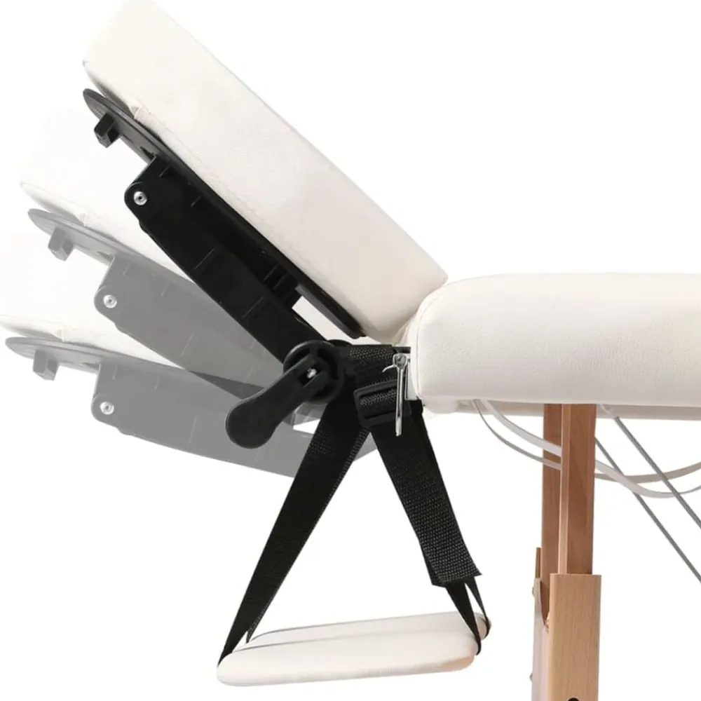 vidaXL Camilla de masaje plegable 2 zonas estructura de madera crema Blanco crema Discount