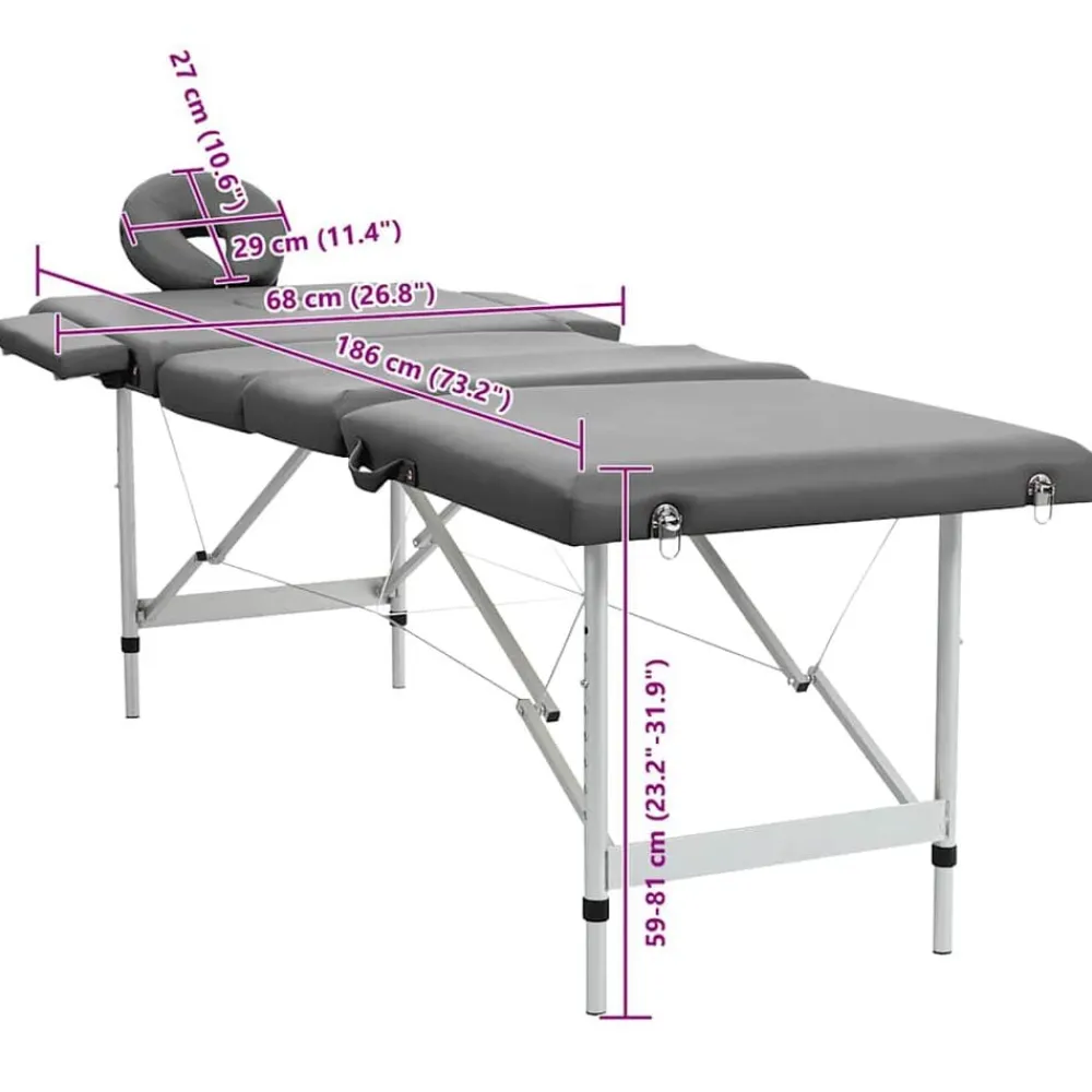 vidaXL Camilla masaje 4 zonas estructura aluminio 186x68 cm Antracita Hot