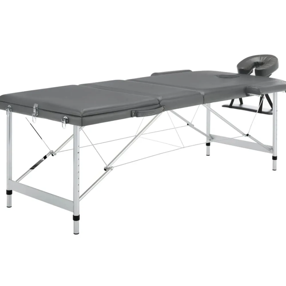 vidaXL Camilla masaje 3 zonas estructura aluminio 186x68 cm Antracita