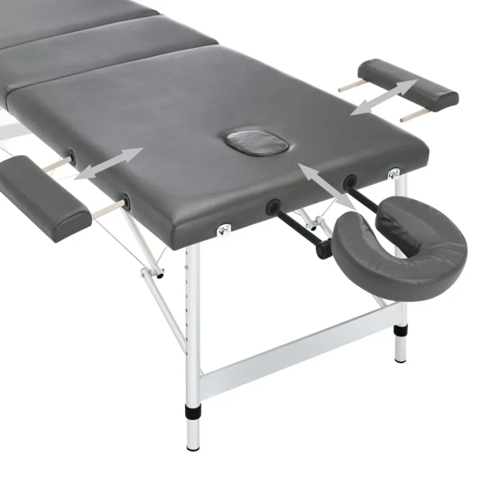 vidaXL Camilla masaje 3 zonas estructura aluminio 186x68 cm Antracita