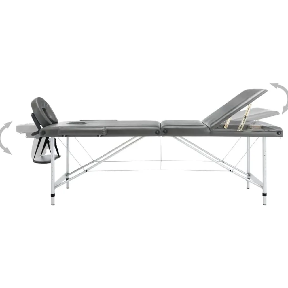 vidaXL Camilla masaje 3 zonas estructura aluminio 186x68 cm Antracita