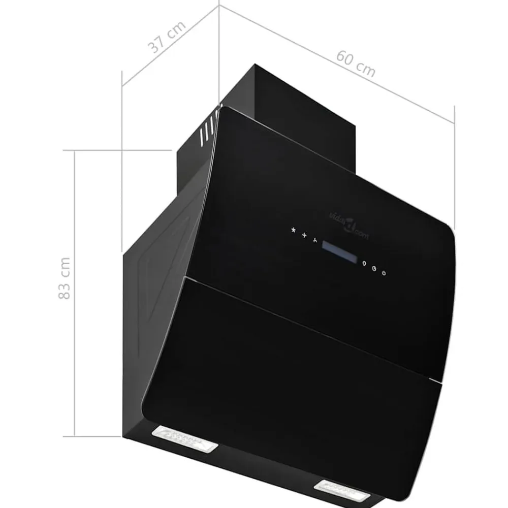 vidaXL Campana extractora de pared acero inox negra 756 m³/h 60 cm Negro