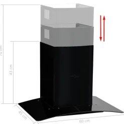 vidaXL Campana extractora pared 60 cm acero inoxidable 756 m³/h negro