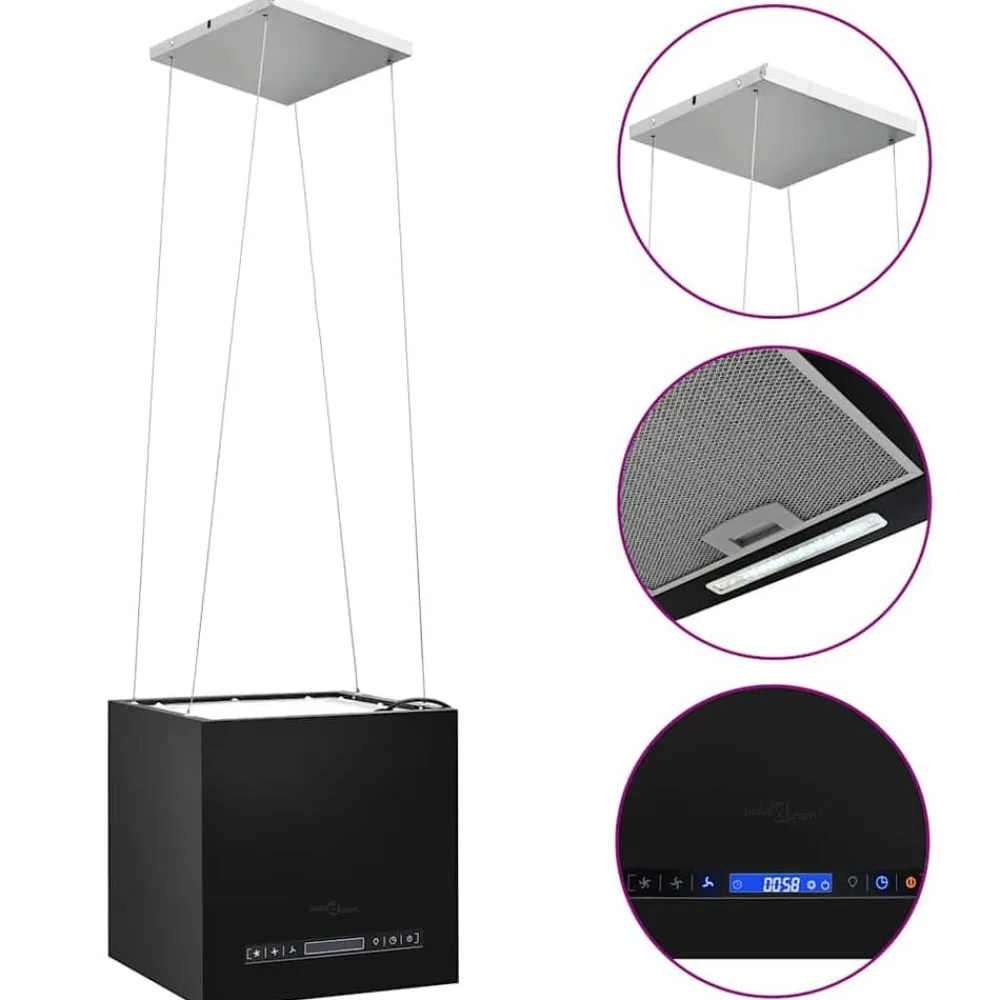 vidaXL Cocina Y Comedor-Campana extractora colgante táctil LCD acero recubierto 37 cm