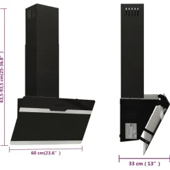 vidaXL Cocina Y Comedor-Campana extractora pared acero y vidrio templado 60 cm