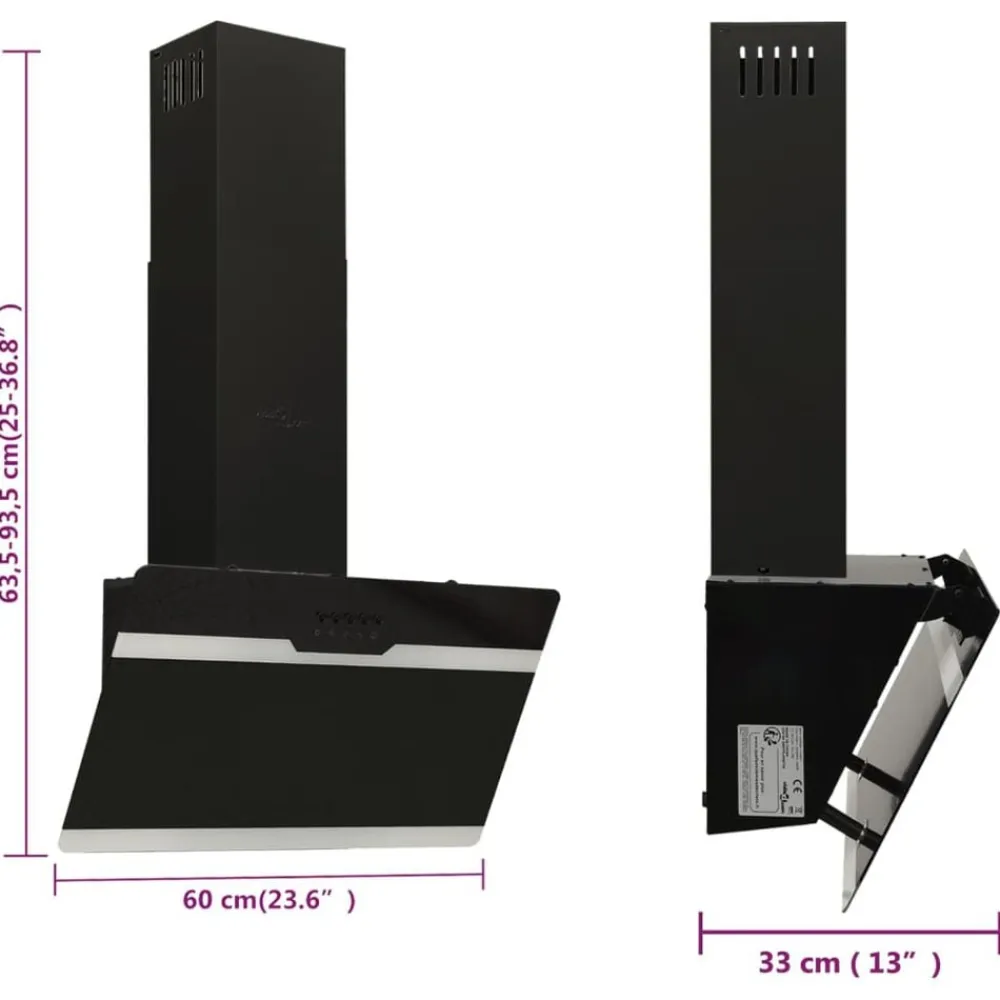 vidaXL Cocina Y Comedor-Campana extractora pared acero y vidrio templado 60 cm